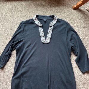 Black Tunic with Embellished Collar